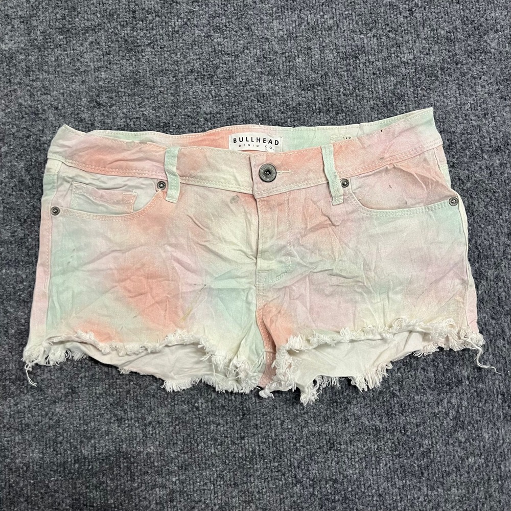 Bullhead Denim Co. Shorts Womens Size 25 Pastel Tie Dye Viscose Cutoff Frayed